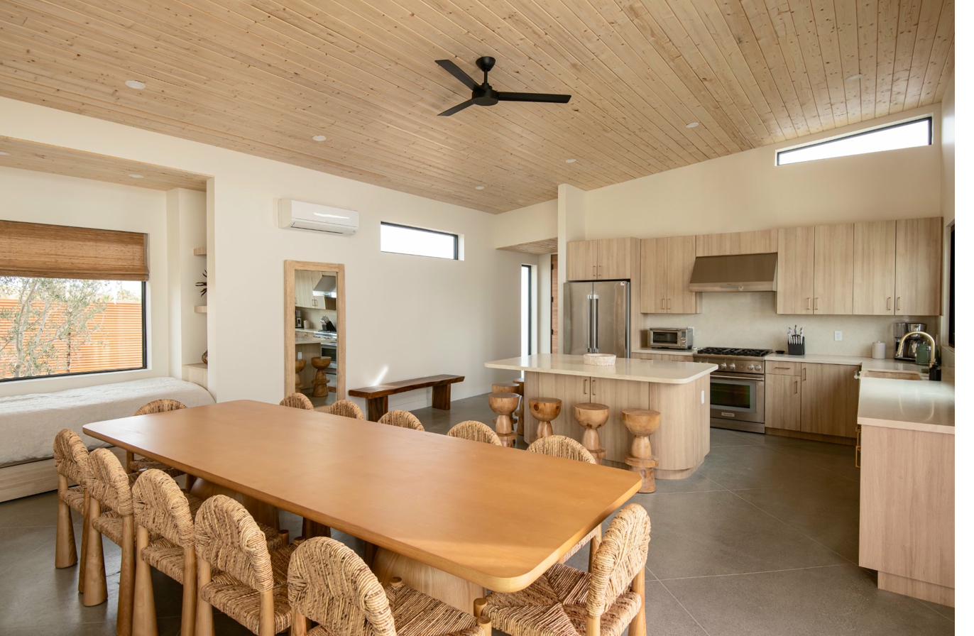 Chef kitchen with wood-stool island