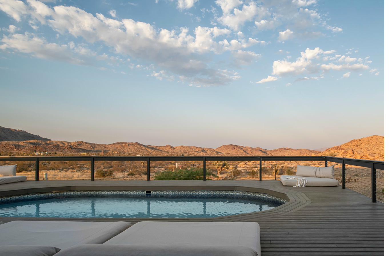 Jacuzzi with canyon view at golden hour