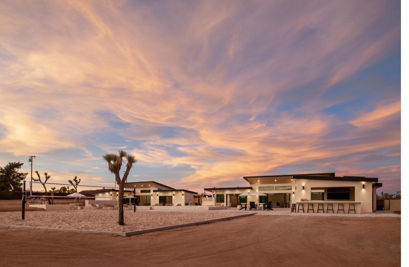 The Beachhouse in the Desert at golden dusk
